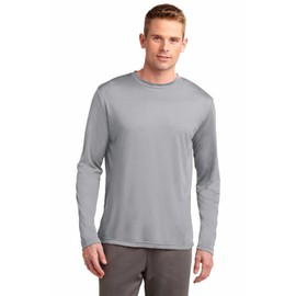 Clothe Co. Mens Long Sleeve Tee Shirts Moisture Wicking Dry Fit T-Shirts (Available in Big & Tall), Silver, XLT