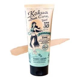 Kokua Sun Care Hawaiian Tinted Non Nano Zinc Oxide Sunscreen for Face & Body, Daily SPF 30/80 Lotion, Moisturizing Sun Protection Cream, Mineral Water Resistance, Reef Safe, Cruelty Free, Vegan