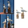 SEWACC 2Pcs Wooden Seagull Figurine 2 Size Mediterranean Style Seabird