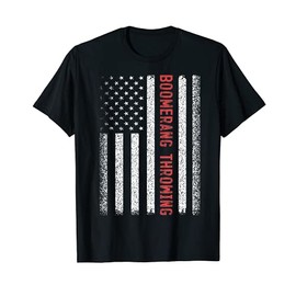 Boomerang Throwing American Flag 4th of July T-Shirt