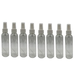 Natural Farms 4 oz Clear Cosmo BPA FREE Bottles - 8 Pack Empty Refillable Containers - Essential Oils - Hair - Aromatherapy | White Fine Mist Sprayers - Made in the USA