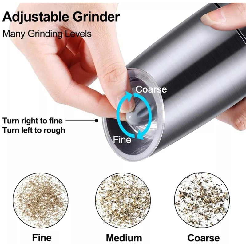 Sweet Alice Gravity Electric Pepper and Salt Grinder Set, Salt