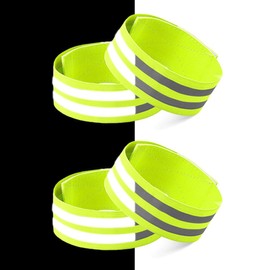 EOUIAV Pack of 4 Reflective Safety Bracelet Tape, Reflective Bands Green, Universal Double Reflective Bands, Adjustable Reflective Bracelet, for Children and Adults