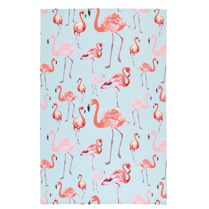 KitchenCraft KCFLAMTTPK2 'Flamingo' 100% Cotton Printed Bird Tea Towels, 70
