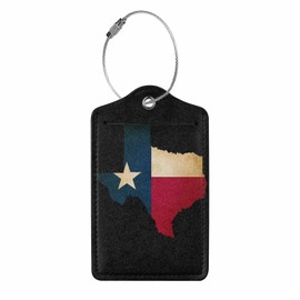 Numland Luggage Tag Texas State Map,Stainless Steel Ring Leather Luggage Tag for Travel Bag Suitcase