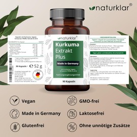 Turmeric Extract Capsules - 5-Way Combination - Equivalent to 5,200 mg Turmeric per Daily Dose - Curcuma Capsules High Dose with Curcumin, Ginger, Piperine & Zinc - 90 Capsules - Vegan from Germany