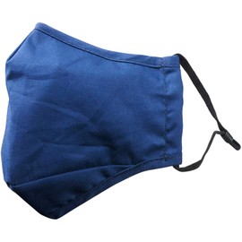 Navy Face Mask - Pack of Two - Breathable Cotton - Fitted Filter Option - Adjustable Ear Loops - Durable - Reusable - Metal Nose Piece to Hug Face for Comfort - Washable