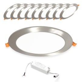 Xtend EcoLight 10x LED Recessed Panel Neutral White 4000 K 170 mm Round Silver 12 W Recessed Spotlight LED Spot Power Supply PLm