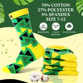 Panitay 8 Pairs Jamaican Crew Socks for Men Women Jamaica Unisex Fun Novelty Dress Socks for Christmas Gifts