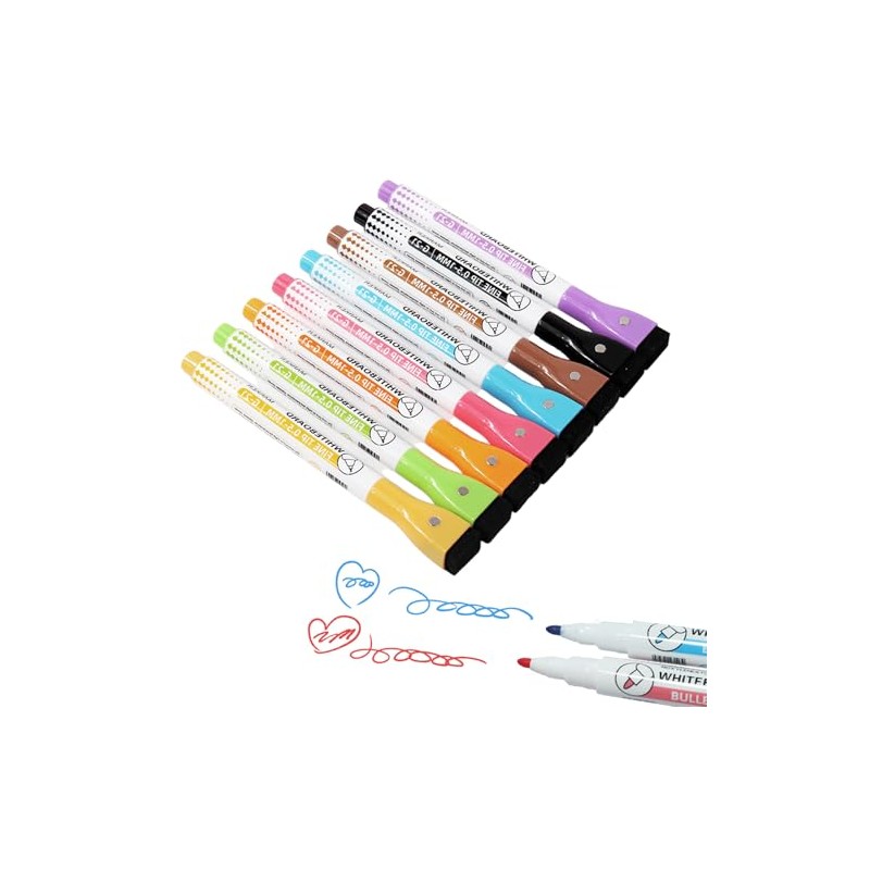 taobosec Dry Wipe Marker Set 8 Colours Wipe Clean Whiteboard