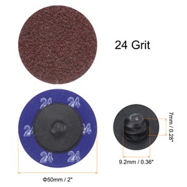 HARFINGTON 25pcs Quick Change Sanding Discs 2" 24 Grit R-Type Roll Lock Aluminum Oxide Conditioning Disc Sandpaper for Die Grinder Grinding Fast Cutting, Red Brown