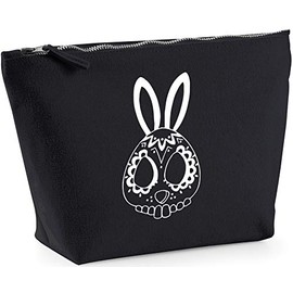 Hippowarehouse Bunny skull printed make up cosmetic wash bag 18x19x9cm