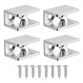 PATIKIL 4 Pcs Adjustable Frameless Glass Shelf Bracket, 8-10 mm Shower Glass Clamp Clip Wall Mounted Zinc Alloy Clamp Holder Rectangular for Wall Wood Shower Acrylic Shelf Brushed, Silver