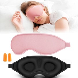 2 Máscaras para Dormir,Antifaz para Dormir de Sueño Contorno 3D,Sleep Mask 3D de Esponja para Ojos con Correa Ajustable,Cubre Ojos para Dormir Ajustable para Hombres y Mujeres,para Dormir,Yoga(Rosa+Negro)