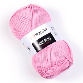 4 Ball (Skein) YarnArt Jeans Plus Yarn, 55% Cotton 45% Polyacrylic, Each Skein 100 g (3.52 oz), 160 m (175 yds), Yarn Weight: 4 : Worsted-Aran, (36 - Pastel Pink)