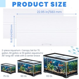 Sieral 2 Pcs Clear Aquarium Canopy Set Polycarbonate Greenhouse Panels 22.95 x 16.61 x 0.24 Inch for 75/90/110 Gallon Fish Tank with Center Brace Aquariums Cover Fish Tank Lid