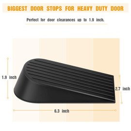 2 Pack Black Extra Large Door Stopper, High 1.9 Inches Big Door Stop for Floor Rubber Doorstop Wedge, Door Gaps and Prevent The Lock-Outs, Floor Sturdy Door Stopper for Heavy Duty Door Bottom of Door