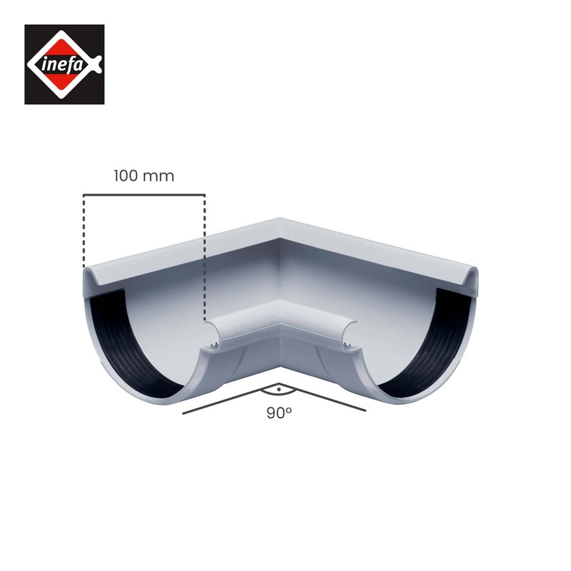 INEFA Gutter Angle 90 Degree Semicircular Inner Angle PVC NW100
