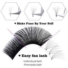 12Row Self-Fanning Volume Eyelashes, Easy Fan Lashes, Eyelash Extension, D Curl, 0.10 mm, 8-14 mm, 12Row Easy Fan Eyelashes for Volume Technique, Eyelash Extensions (Mix 8-14 mm, 0.10-D)