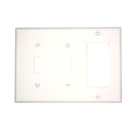 Leviton 3-Gang 2-Toggle 1-Decora/GFCI Device Combination Wallplate, Standard Size, 80745-W, White