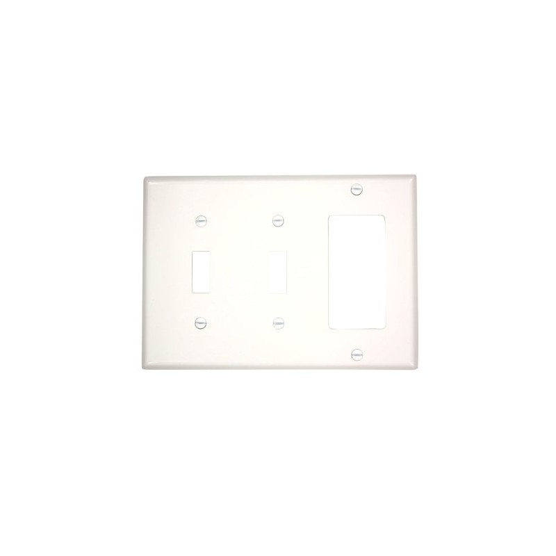 Leviton 3-Gang 2-Toggle 1-Decora/GFCI Device Combination Wallplate, Standard Size, 80745-W,