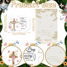 Vercraft 60 Pcs Christmas Religious Gifts Bulk Acrylic Christian Ornaments and Thank You Cards Set Bibles Verse Christmas Tree Ornaments Christian Party Favors Inspirational Gift for Women Men Family