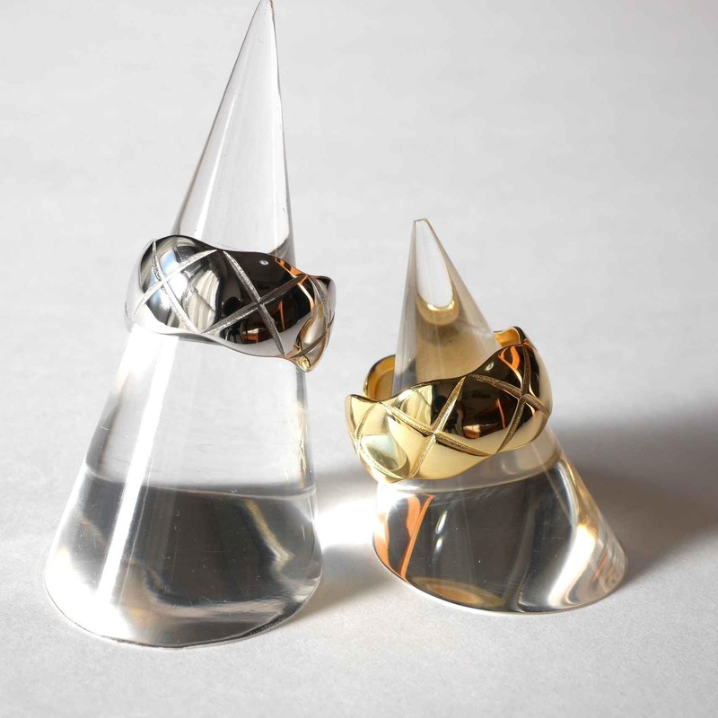 シルバー シルバー925 18K 18金 本物 キルティング風 パディング モチーフ リング 指輪