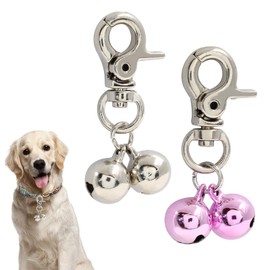 Waziaqoc 2 PCS Bells for Cat Collars, Dog Pendant Bells, Pet Jingle Bells Training Charm Pendant Jewelry Accessories for Dog Cat Collar Necklace (Silver, Pink)