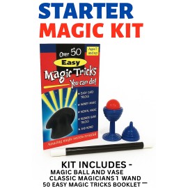 OVER 50 EASY MAGIC TRICKS SET Booklet & Ball And Vase Wand Beginner Starter Kit