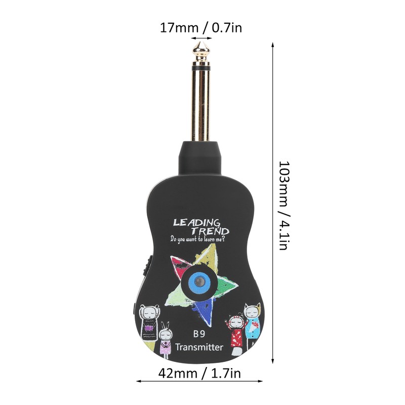 Guitar Wireless System Transmitter Receiver Electronic Pickup Reverb Treble Bass