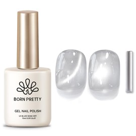 BORN PRETTY Magnetic Gel Nail Polish Flowing Light White Cat Magnetic Eye Gel Nail Polish White Auroras Cat Magnetic Eye Gel Polish Nail Art Vanish 15ML