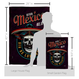 Angeleno Heritage Viva Mexico Garden House Flag Kit Fall Day of Dead Dia De Los Muertos Fiesta Mexican Party Autumntime Decoration Banner Small Yard Gift Double-Sided, Made in USA