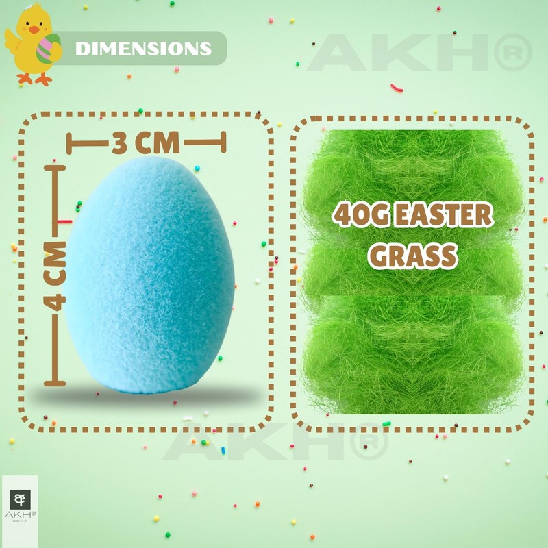 AKH® 12-Pack Flocked Easter Eggs with Green Grass Set |