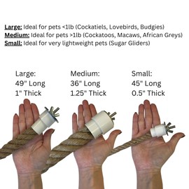 52 Inch Natural Rope (Large) - Flexible Bendable Climbing Rope Perch Cage Accessory Toy - Sugar Gliders, Squirrels, Degus, Marmosets, Monkeys, Parrots, Birds, Rats & Other Small Pets