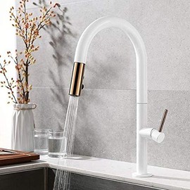 Kitchen Sink Basin Mixer Tap Newly Arrived Pull Out Kitchen Faucet Rose Gold and White Sink 360 Degree Rotation Kitchens Kitchen Tap