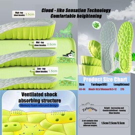 6Pcs Unisex Foam Heightening Insoles. Cushioned, Suitable for Work and Sports Shoes. Comfortable, Breathable, Sweat-Proof. 3pairs of Insoles with Different Heights in one Set (Men9-10.5/Women10.5-12)