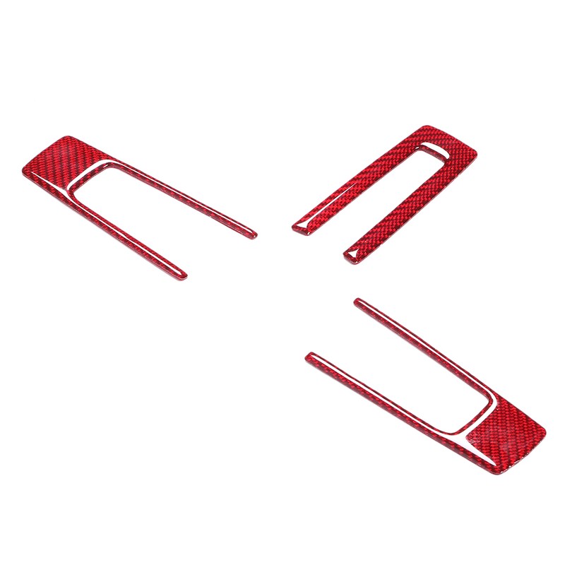 3Pcs Steering Wheel Frame Sticker Carbon Fiber Button Cover Trim