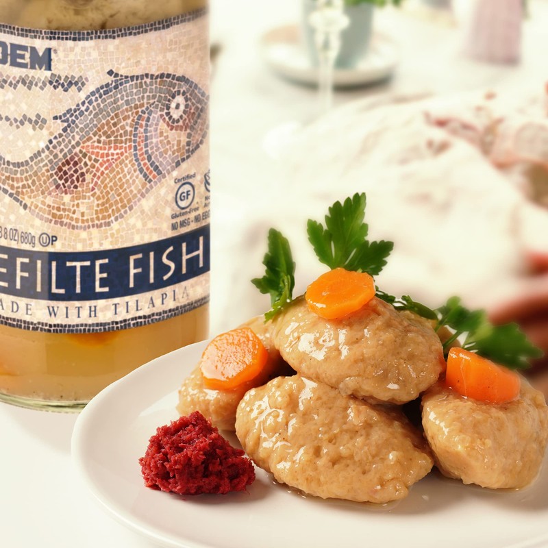 Kedem Tilapia Gefilte Fish 24oz (2 Pack), All Natural, Gluten