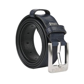 Police Men's Genuine Leather Belt, Nickel Free Buckle, Can Be Shortened with Stitching, with Box, Blue 14, 115 cm (TG 48-52)