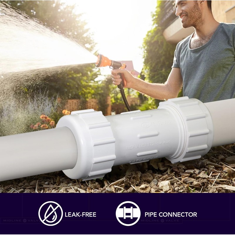 Midline Valve 582DD114 PVC Compression Coupling Pipe Fitting; 1-1/4 in.;