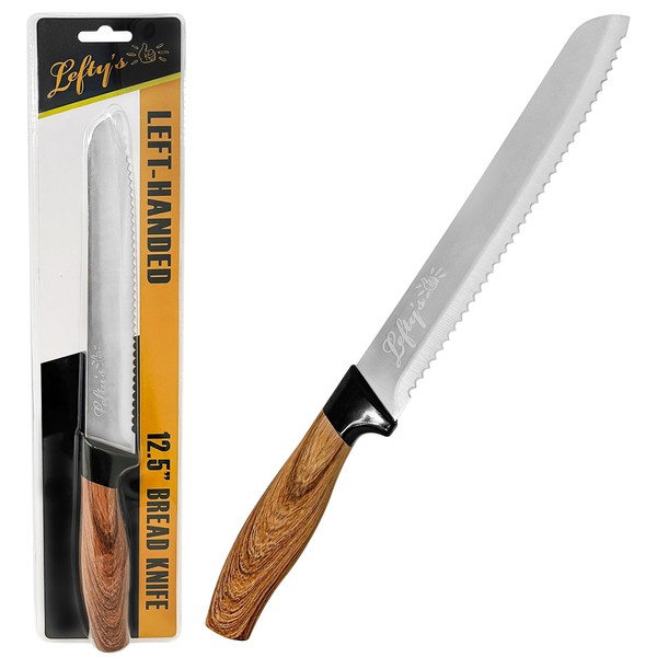 Lefty’s Left Handed Bread Knife - Stainless Steel Durable Blade - Extra Sharp - Great for Cutting, General Purpose, Kitchen items - Gifts for Left-Handed People, Lefty, Adults, Chef, Man and Women