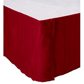 Elegant Comfort Luxury 1500 Thread Count Wrinkle Resistant Egyptian Weave Quality STRIPE Bed Skirt/Dust Ruffle - Pleated Tailored 14inch Drop, Queen, Burgundy