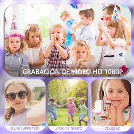 DORGKIRA Mini Cámara Infantil de Juguete, Cámara para Selfies para Niños Niñas, 4800w HD Dual Camera, 1080P HD Video con 32G Tarjeta de Memoria y Lect