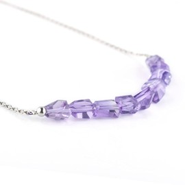 Natural Purple Amethyst Gemstones Short Necklaces, Chakra Healing Crystals, February Birthstones, Minimalist Jewelry, Hand Made Valentiens Gifts, 925 Sterling Silver Chain 18inch