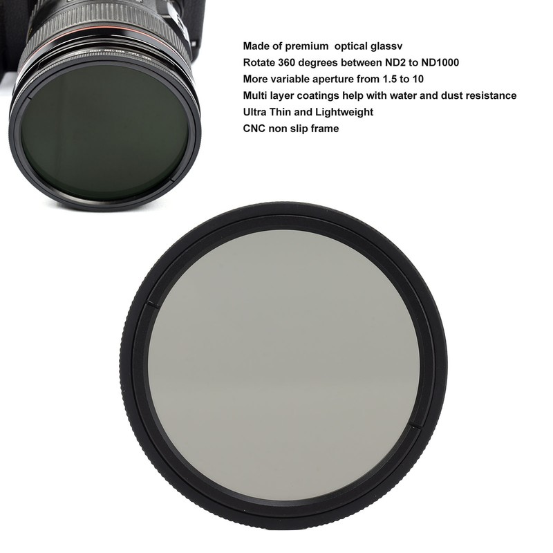 Lightdow Camera ND Filter ND2 to ND1000 Adjustable Optical Glass