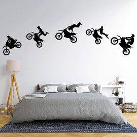 Dirt Bike Stickers, Motocross Stickers Motorcycle Wall Decal Sports Wall Stickers for Living Room Bedroom Boys Room Decoration
