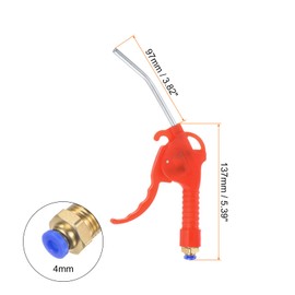 HARFINGTON 2pcs Air Blow Gun Stainless Steel High Pressure Dust Blower Gun with 4mm Quick Connector 137mm Handle for Cleaning Car Computer Dust, Red