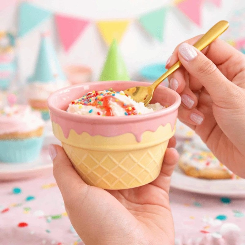 ONEUSTAR 4 Pcs Ice Cream Bowls Ceramic Ice Cream Cups