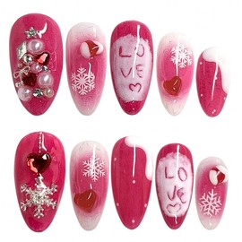 Love Snow Handmade Nail Tips - Square / 러브 스노우 수제네일팁 - 스퀘어