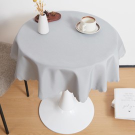 YZKITM Small Round Grey Tablecloth 36 Inch Polyester Fabric Washable Table Cover Decorative Wrinkle Resistant Solid Color Table Cloth for Dining Party Wedding Camping